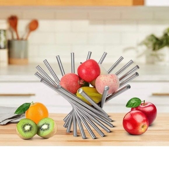New Nicunom Stainless Steel Rotation Fruit Bowl, Foldable Rotation Fruit Basket, - Picture 7 of 10